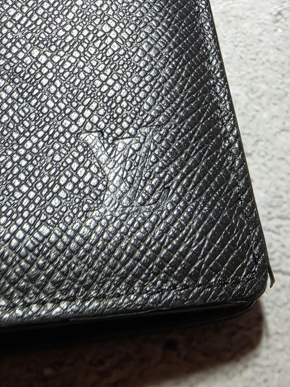 Louis Vuitton Black Textured Long Bifold Wallet